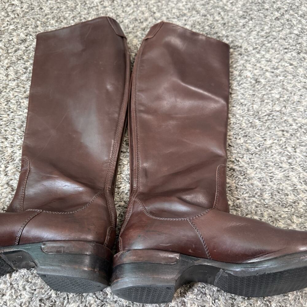 Giorgio Armani Leather Knee High Riding Boots Equestrian Brown 37.5 US 7.5 - Picture 5 of 9